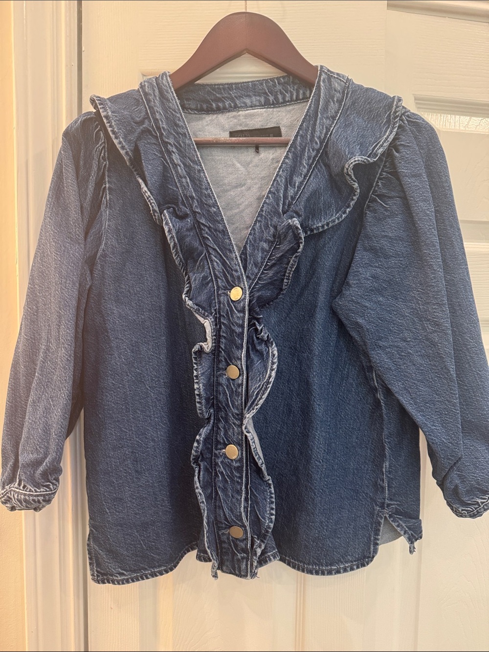 Zara Washed Blue Denim top